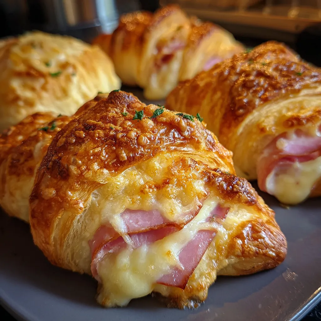 Ultimate Baked Ham and Cheese Croissants with Golden Buttery Perfection - secondary view